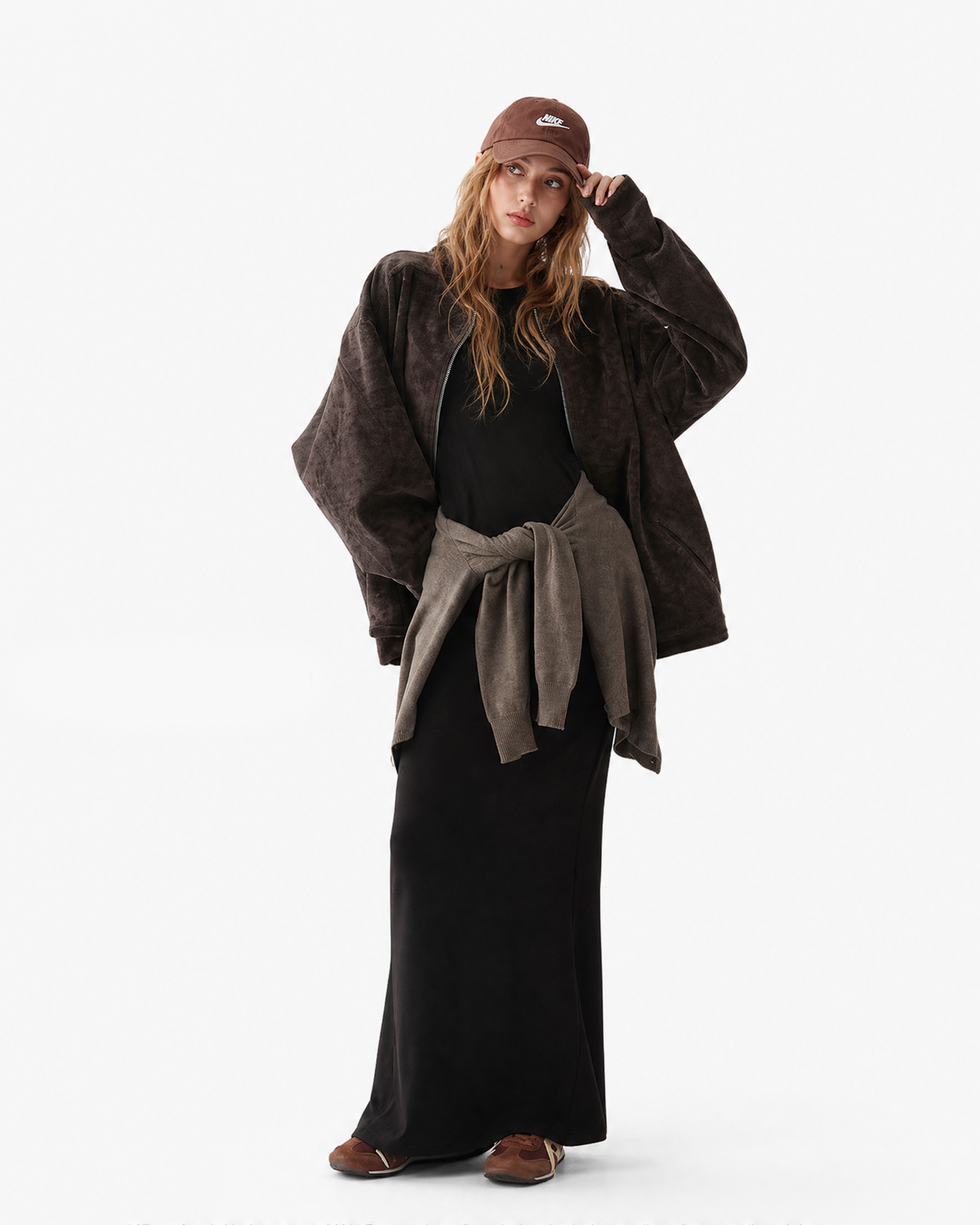 Side Slit Hooded Maxi Dress