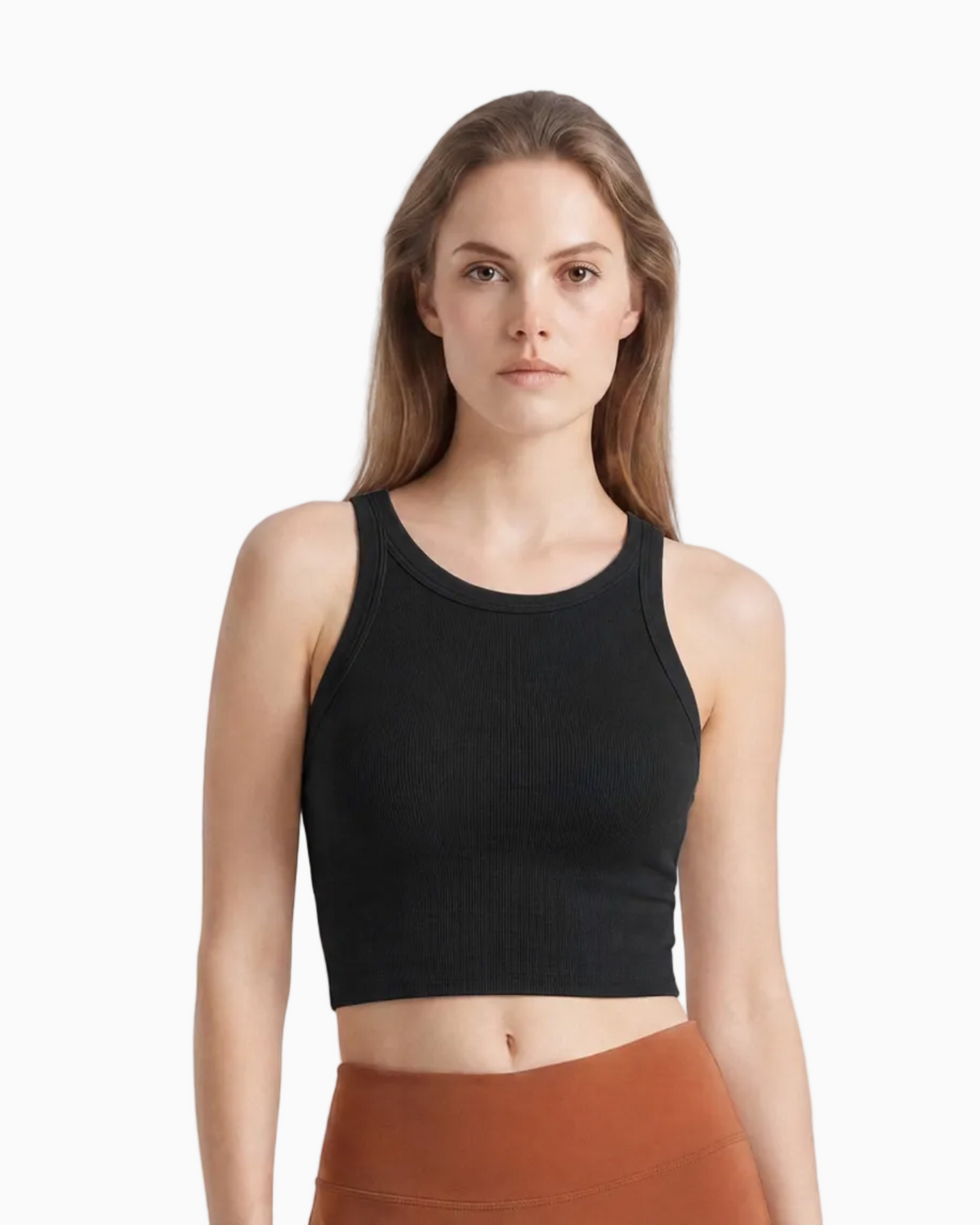 Ribbed Built-In Bra Tank Top