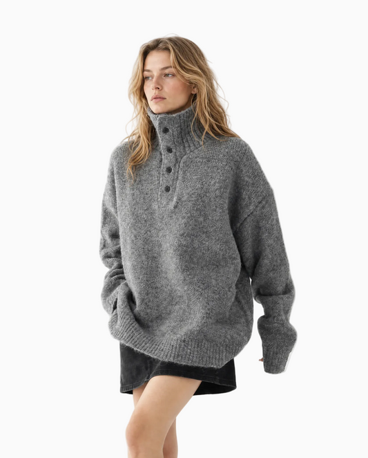 Soft Button-Collar Knit Sweater