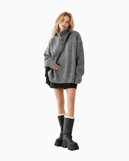 Soft Button-Collar Knit Sweater