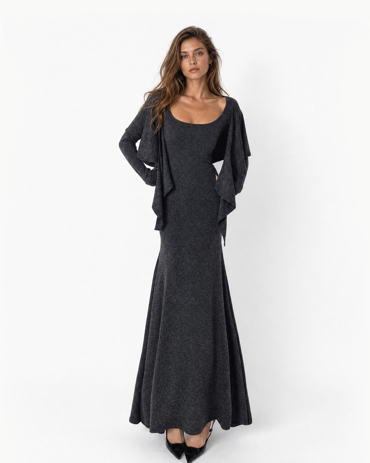 Draped Wrap Maxi Dress Set
