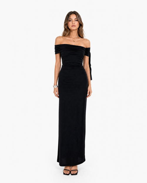Off-Shoulder Tie Detail Maxi Dress
