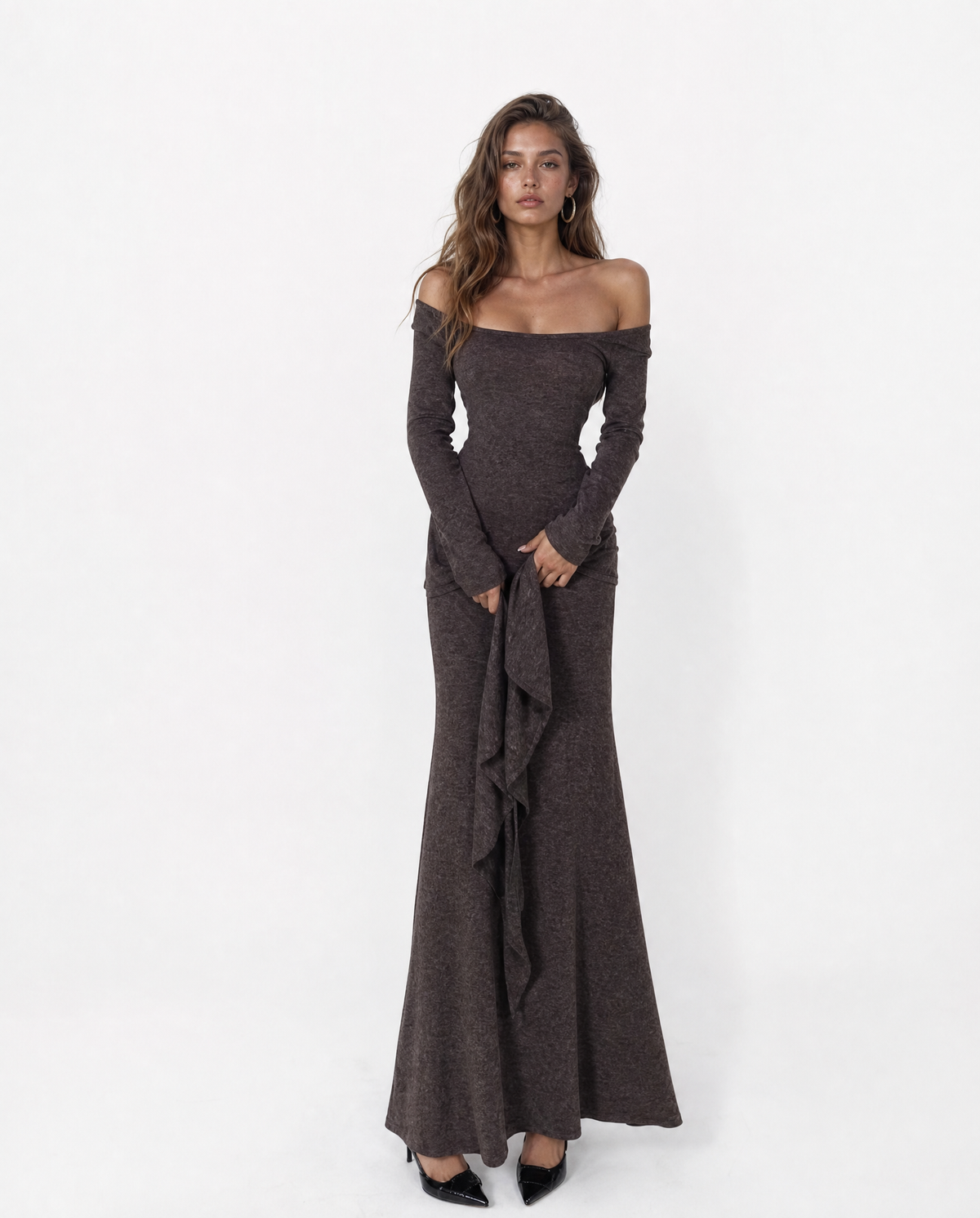 Draped Wrap Maxi Dress Set