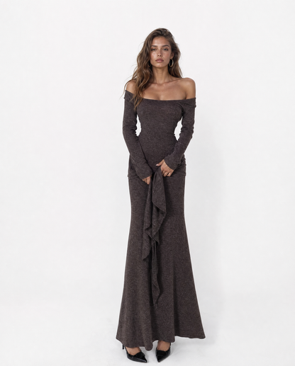 Draped Wrap Maxi Dress Set