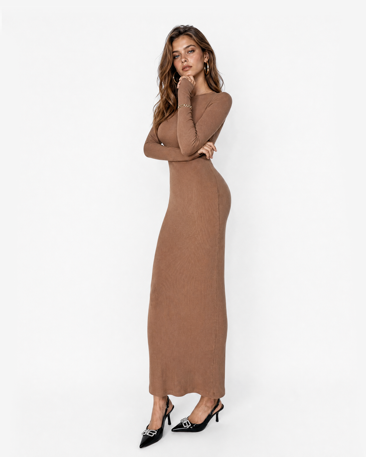 Sculpted Cotton Maxi Dress