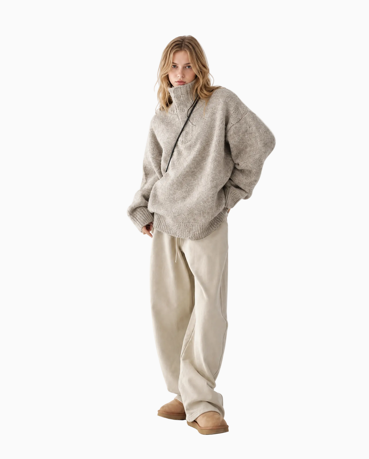 Soft Button-Collar Knit Sweater