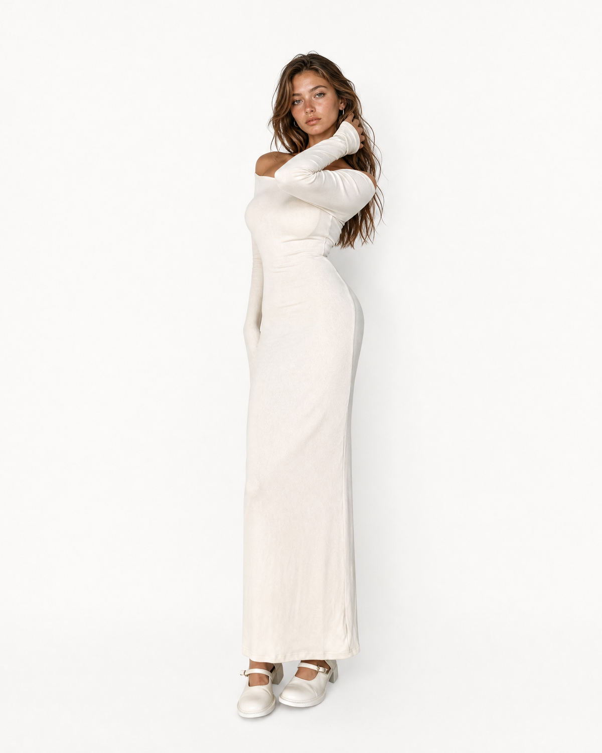 Sculpted Cotton Maxi Dress