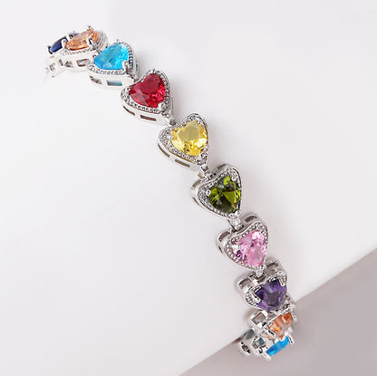 Multi-color Heart Link Bracelet