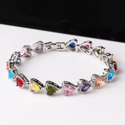 Multi-color Heart Link Bracelet