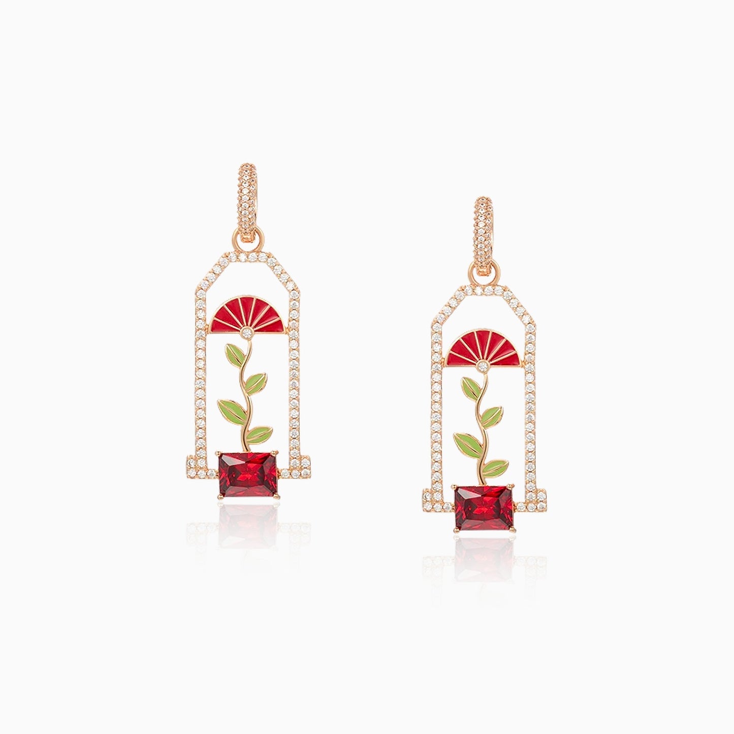 Vintage Garden Arch Red Earrings