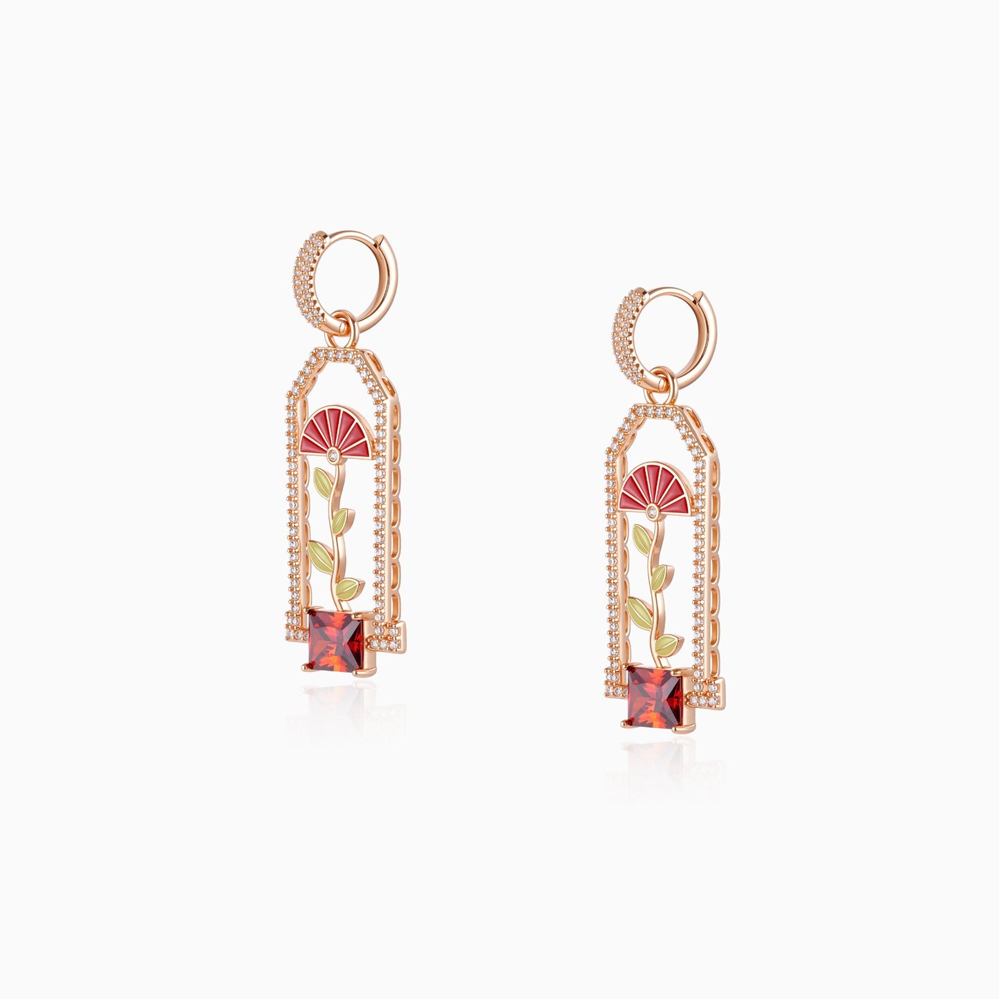 Vintage Garden Arch Red Earrings