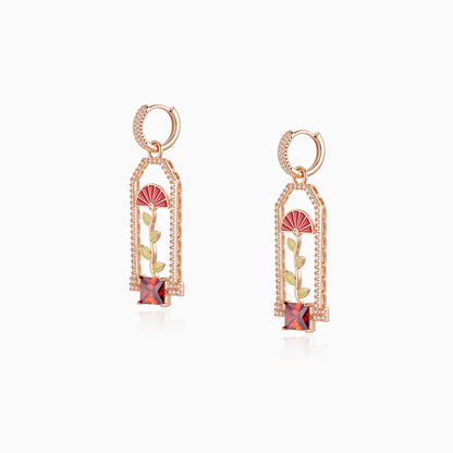 Vintage Garden Arch Red Earrings