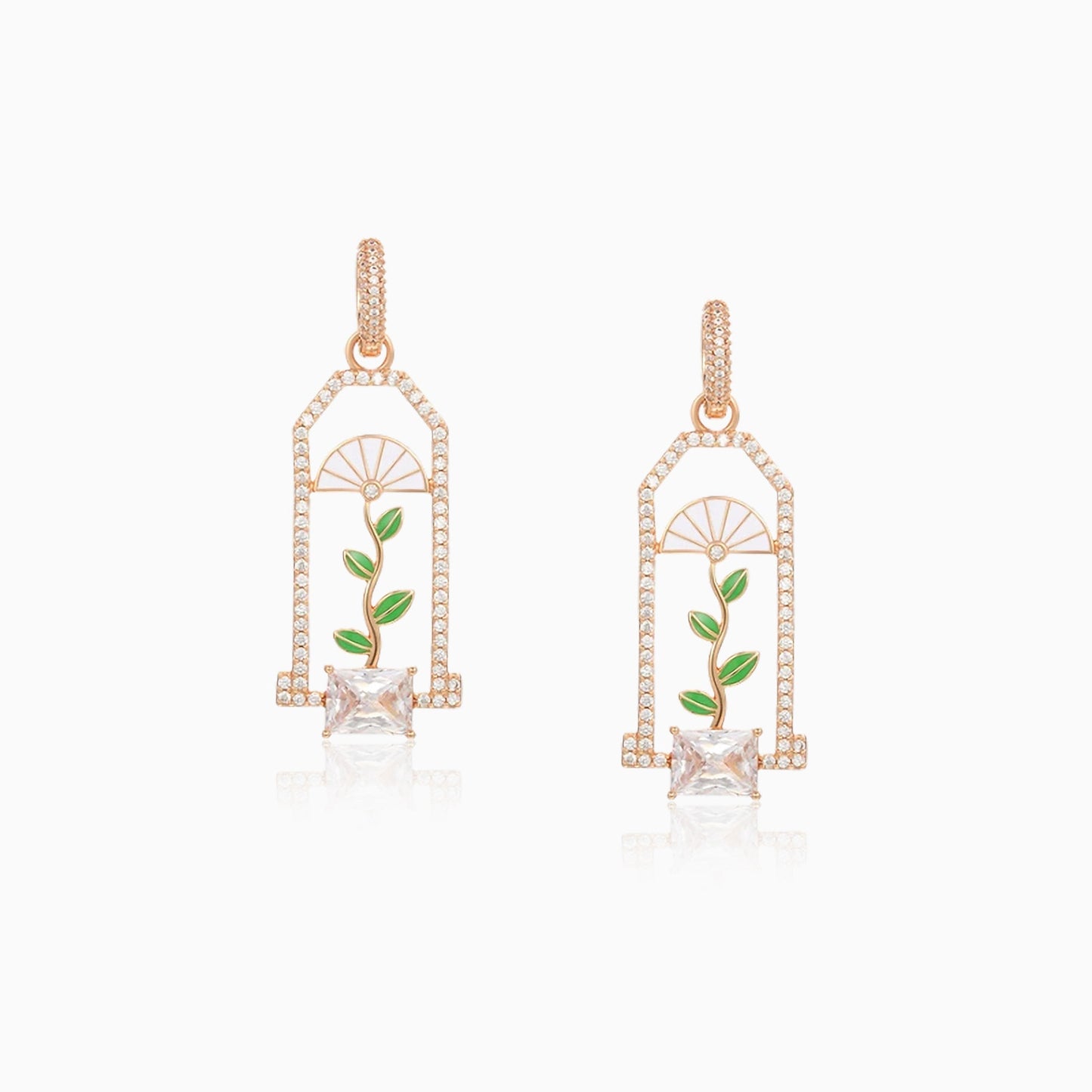 Vintage Garden Arch White Earrings