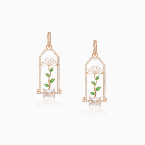 Vintage Garden Arch White Earrings