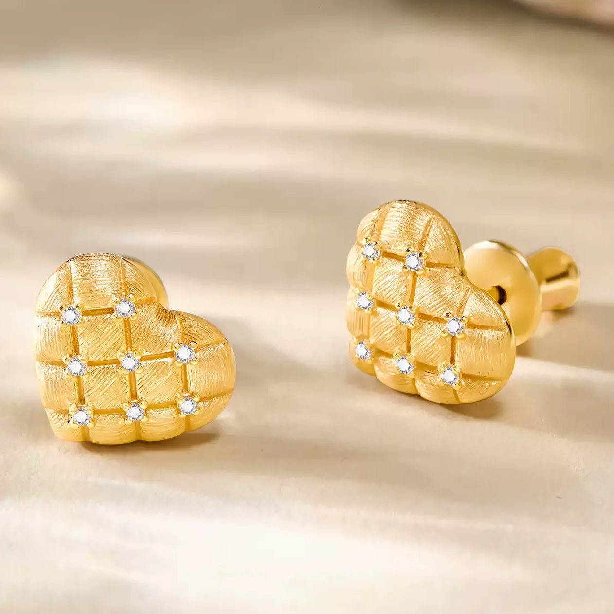 Quilted Heart Sparkle Earrings