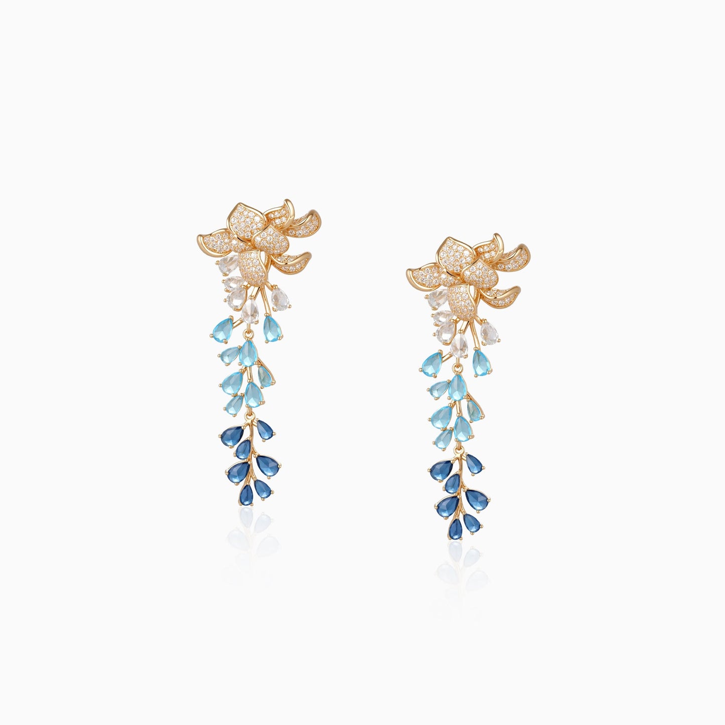 Ombre Petal Cascade Silver Earrings