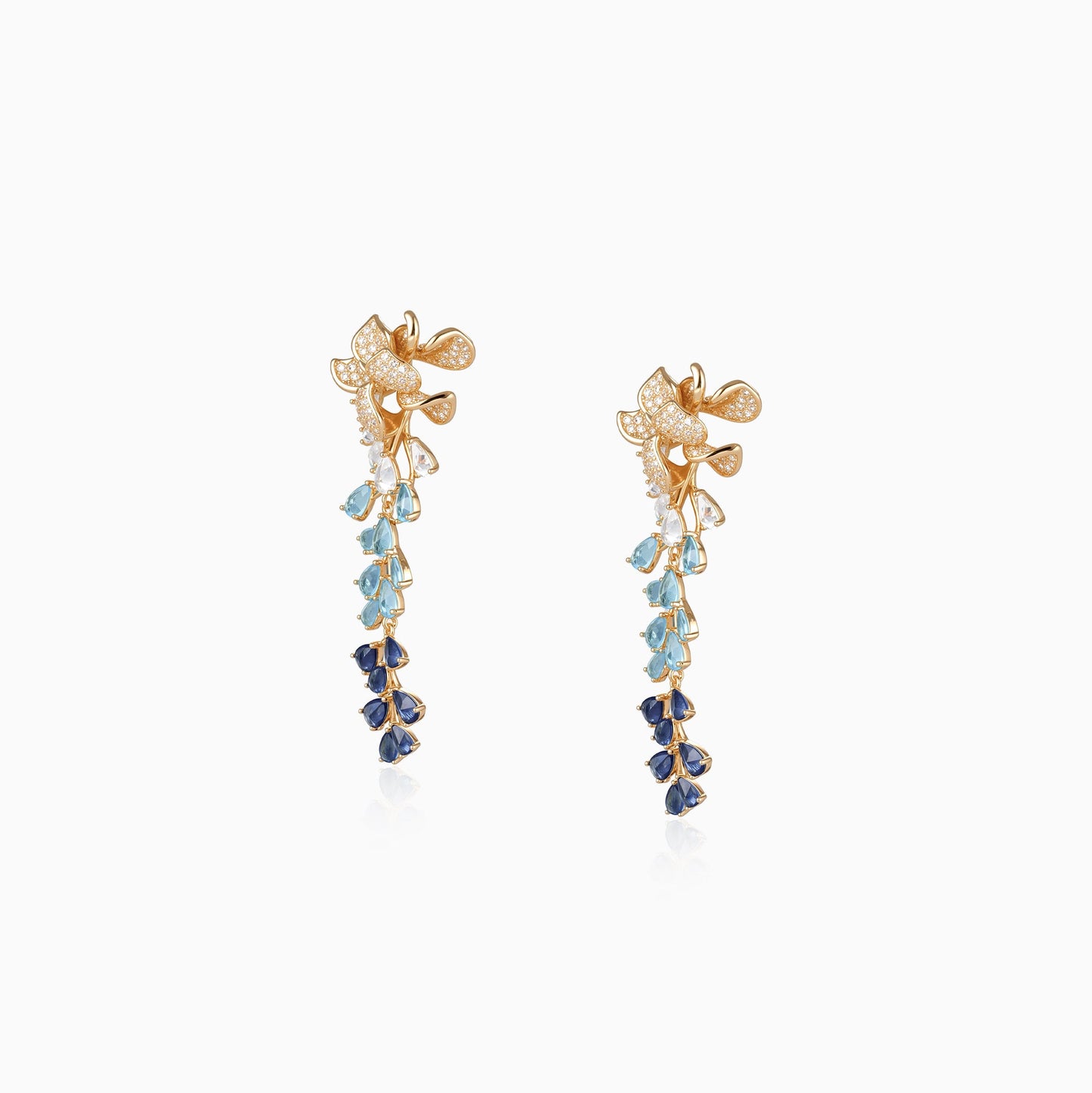 Ombre Petal Cascade Silver Earrings
