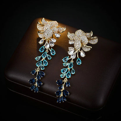 Ombre Petal Cascade Silver Earrings