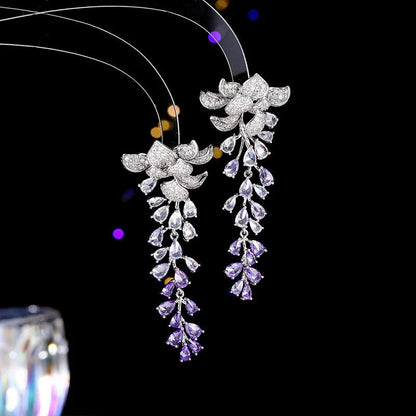 Ombre Petal Cascade Silver Earrings
