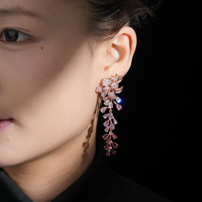Ombre Petal Cascade Silver Earrings