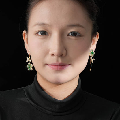 Emerald Petal Spark Earrings