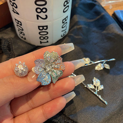 Detachable Bloom Earrings with Curved Stem