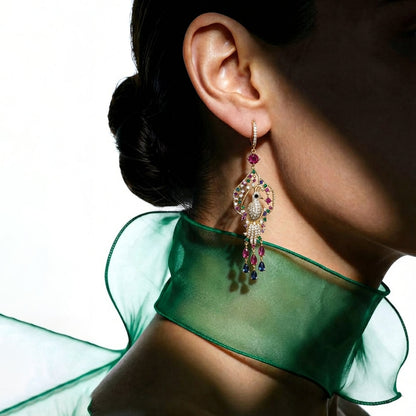 Ornate Parrot Drop Earrings