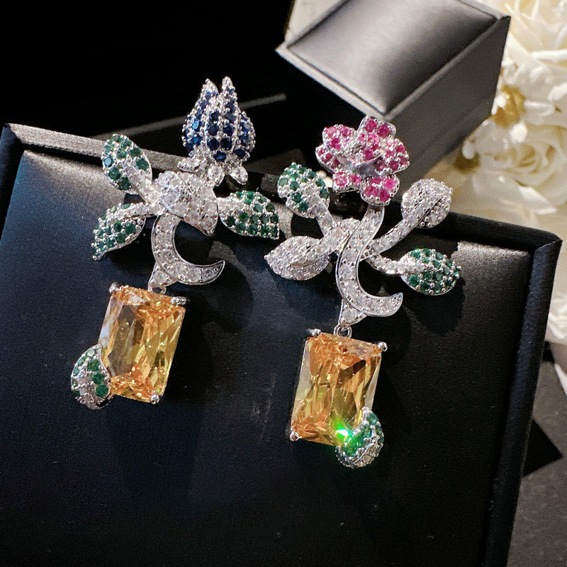 Floral Stem Asymmetry Earrings