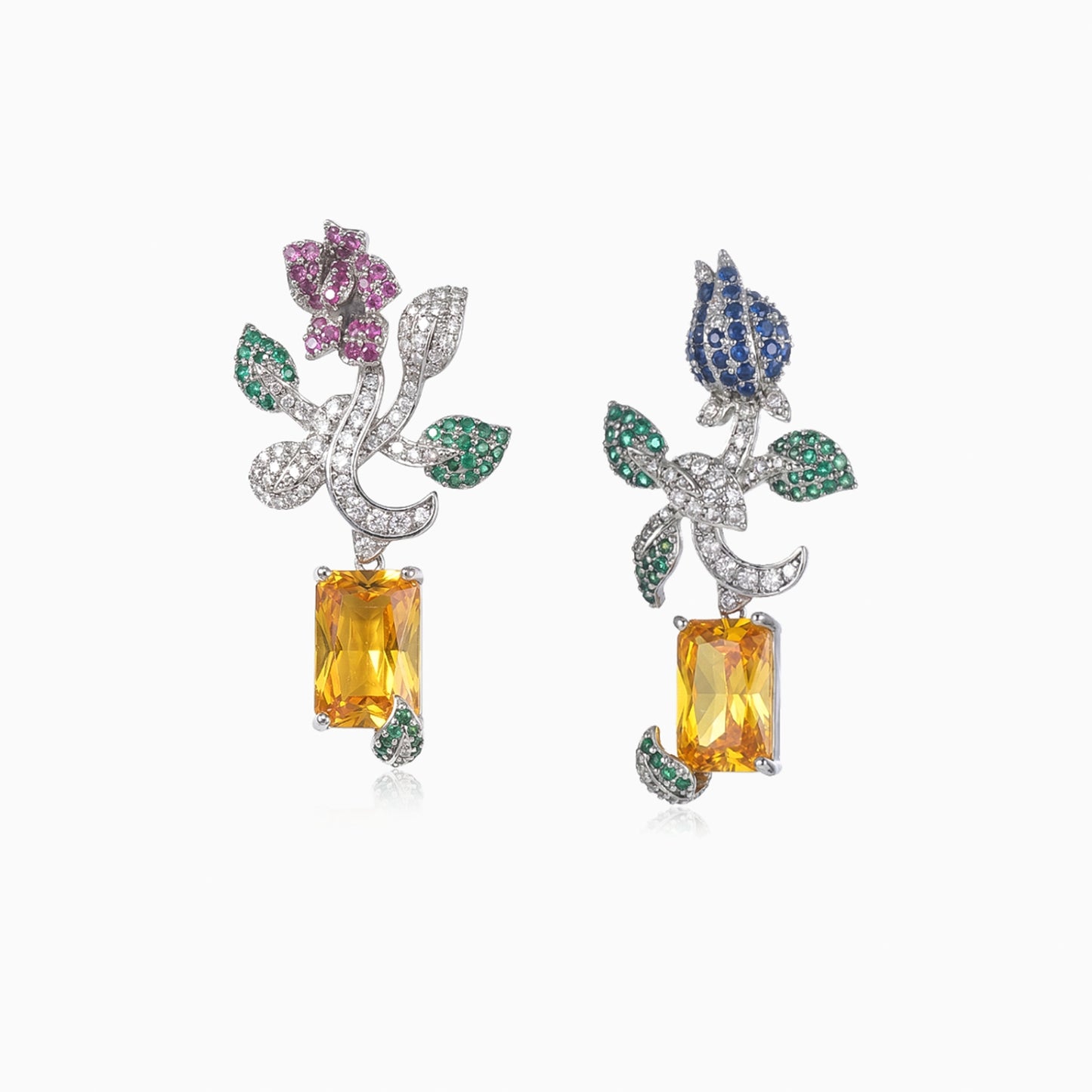 Floral Stem Asymmetry Earrings