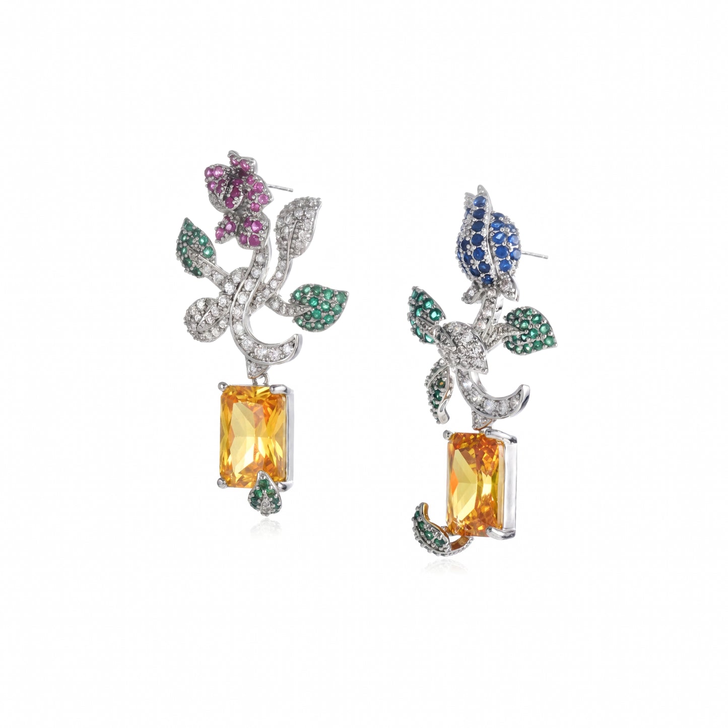 Floral Stem Asymmetry Earrings