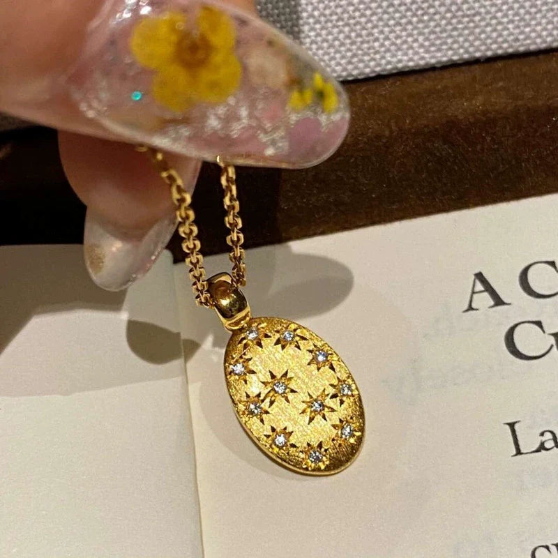 Starlit Oval Pendant Necklace