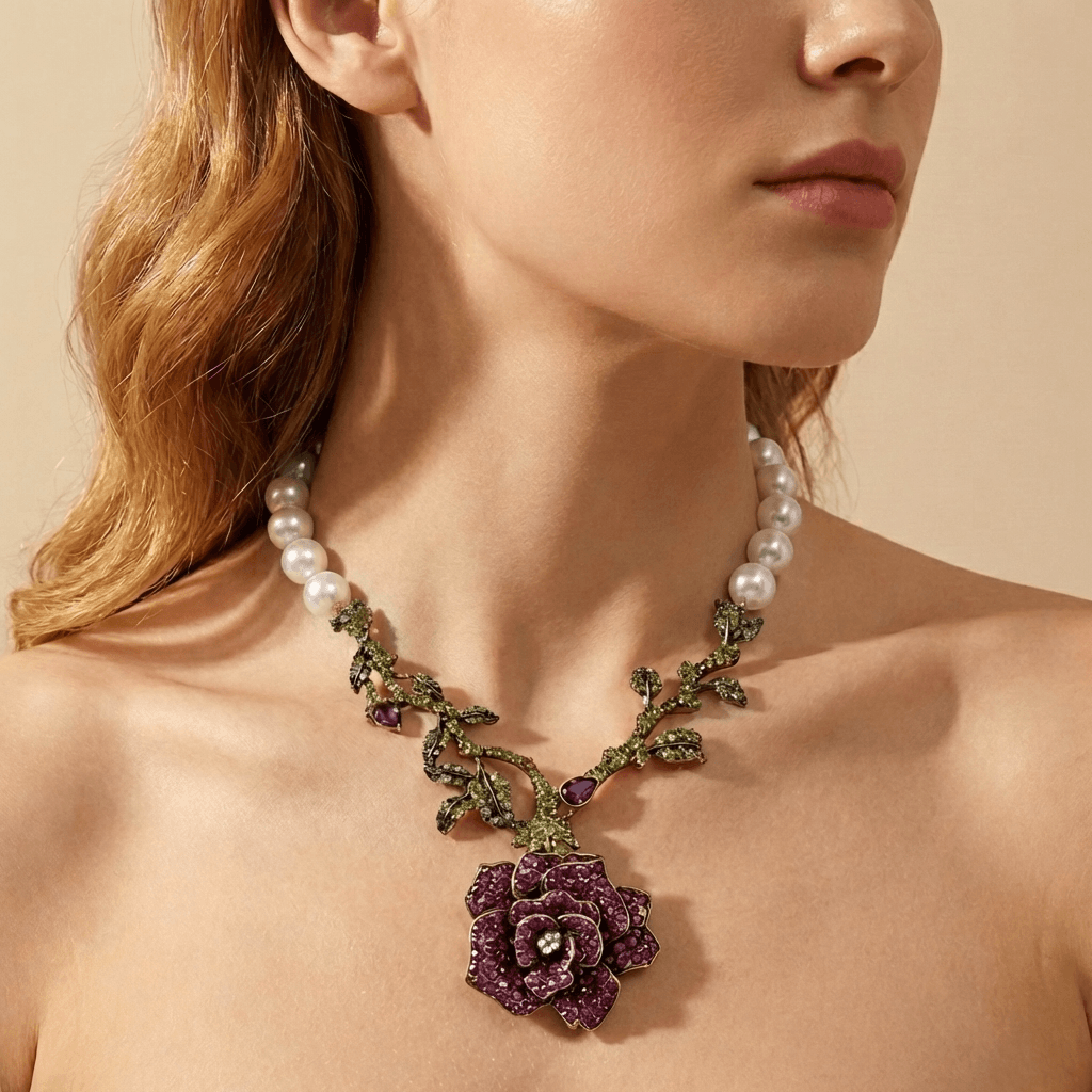 Romance Rose Pearls Necklace