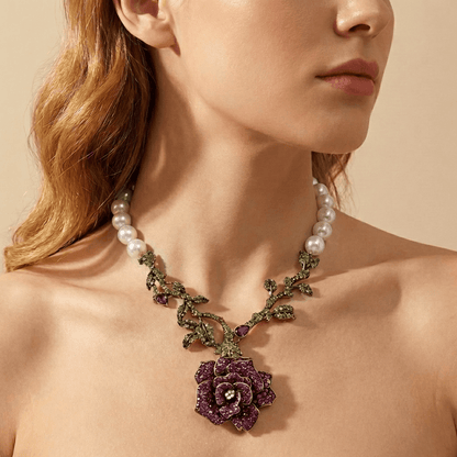 Romance Rose Pearls Necklace