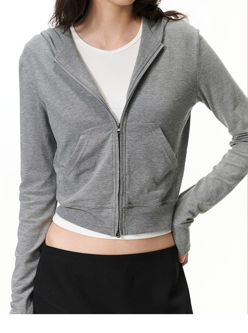 Lightweight Knit Zip-Up Hoodie