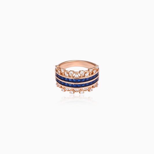 Blue Twin Row Ring