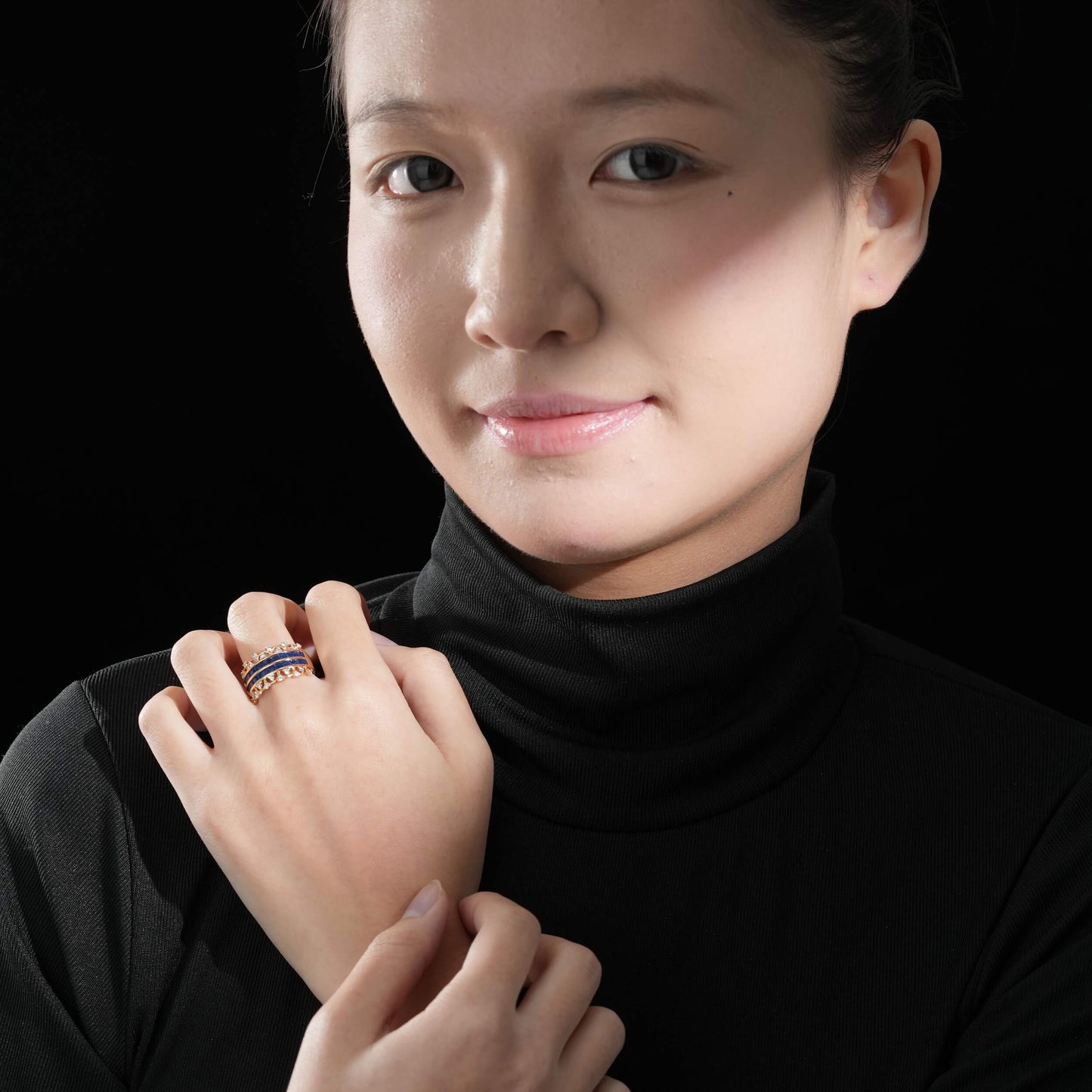 Blue Twin Row Ring