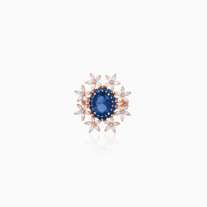 Floral Halo Blue Ring