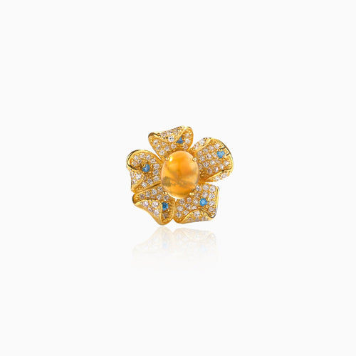 Floral Gemstone Halo Ring