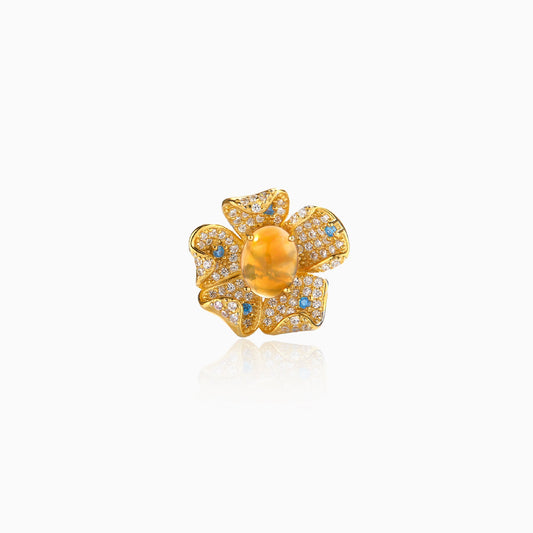 Floral Gemstone Halo Ring