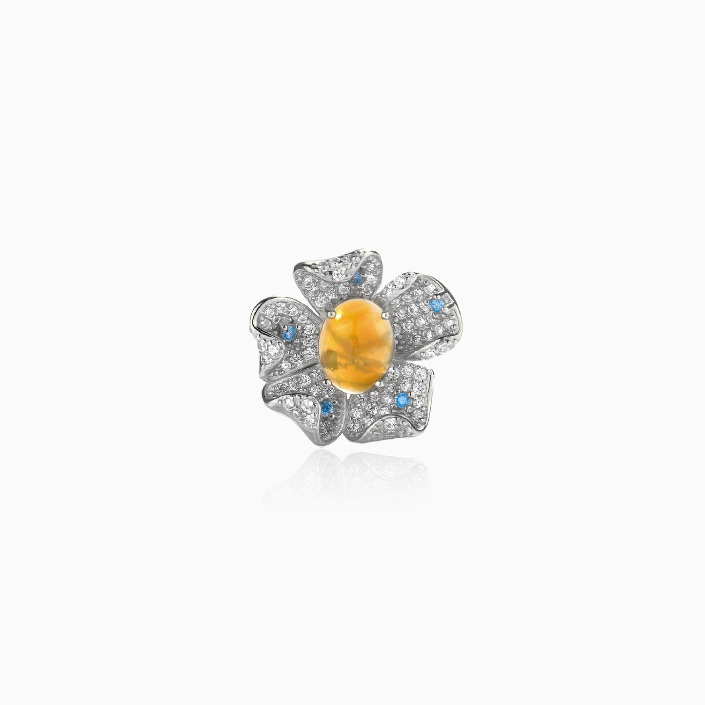 Floral Gemstone Halo Ring