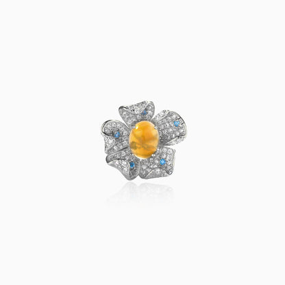 Floral Gemstone Halo Ring