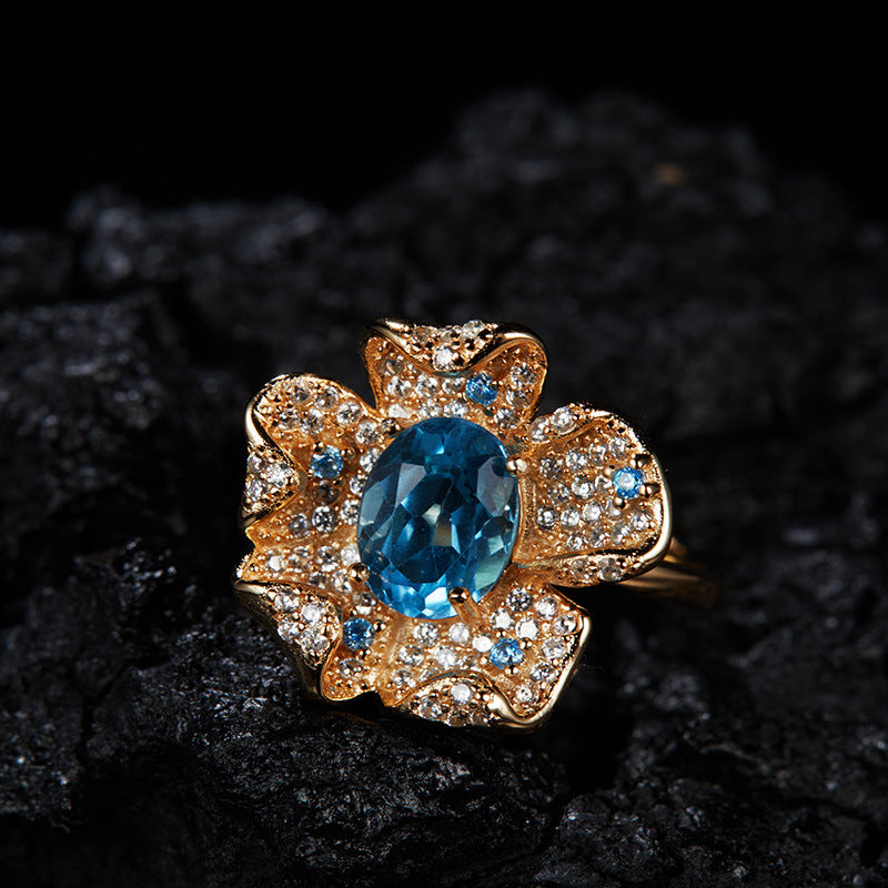 Floral Gemstone Halo Ring