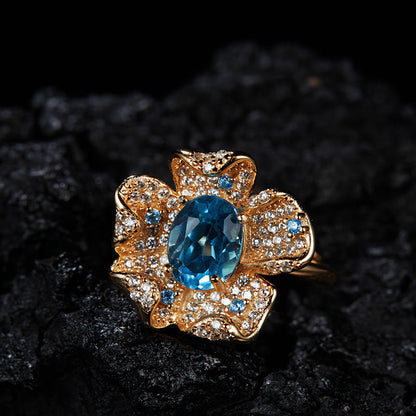 Floral Gemstone Halo Ring