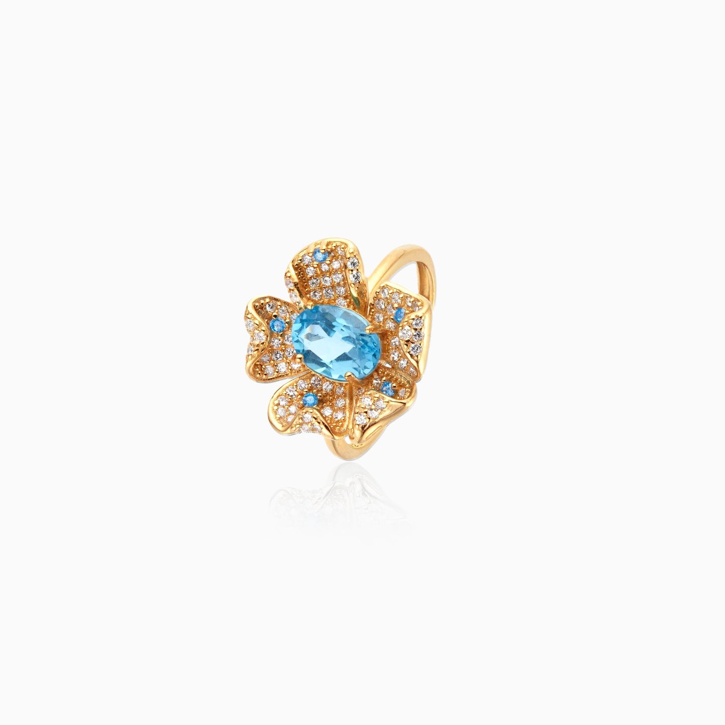 Floral Gemstone Halo Ring