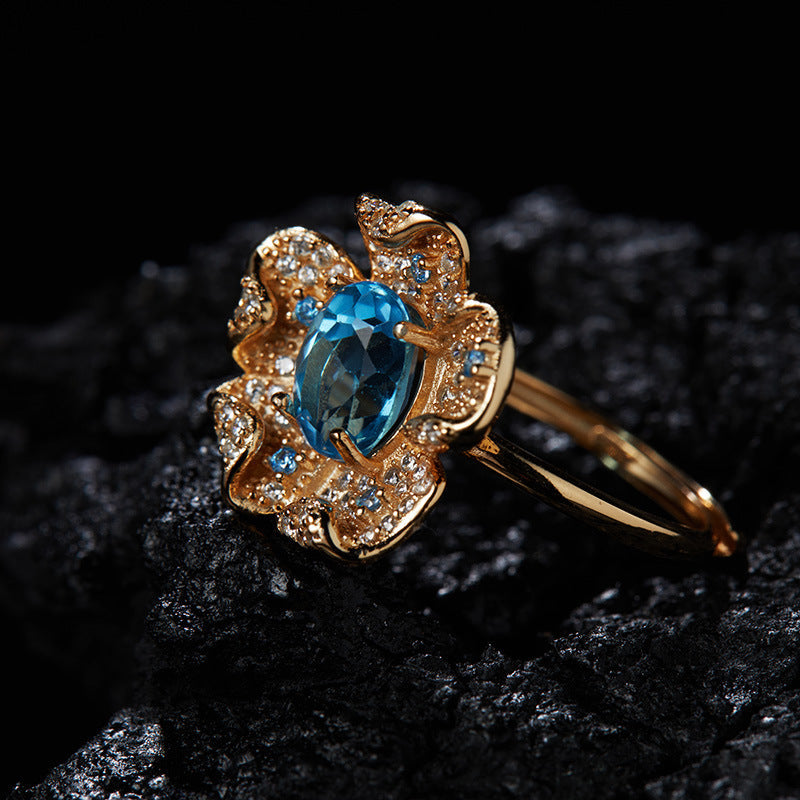Floral Gemstone Halo Ring