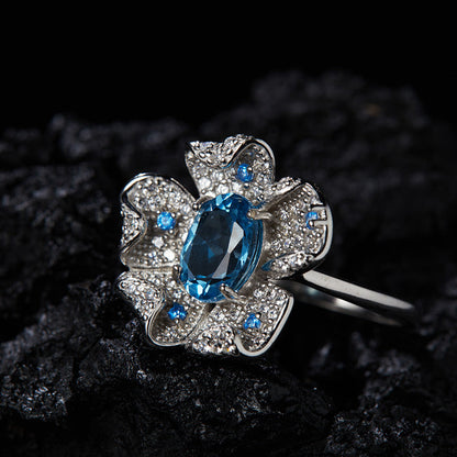 Floral Gemstone Halo Ring