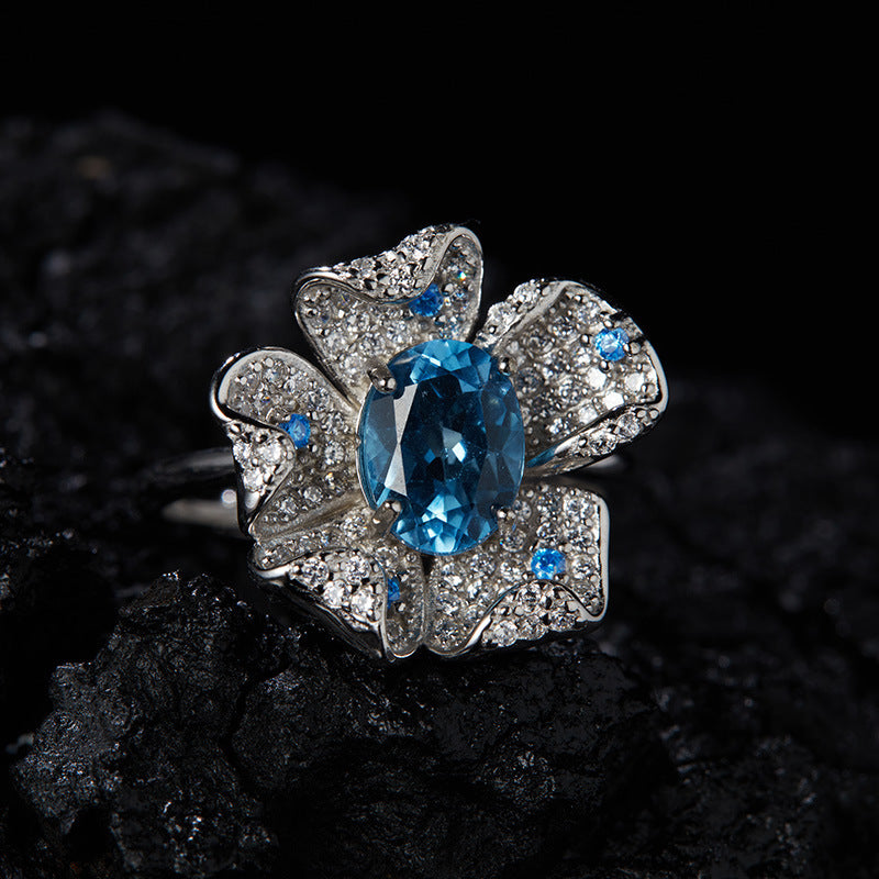 Floral Gemstone Halo Ring