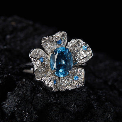 Floral Gemstone Halo Ring