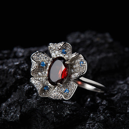 Floral Gemstone Halo Ring
