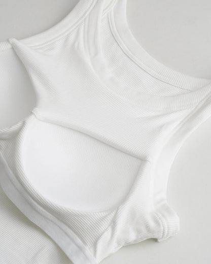 Ribbed Built-In Bra Tank Top